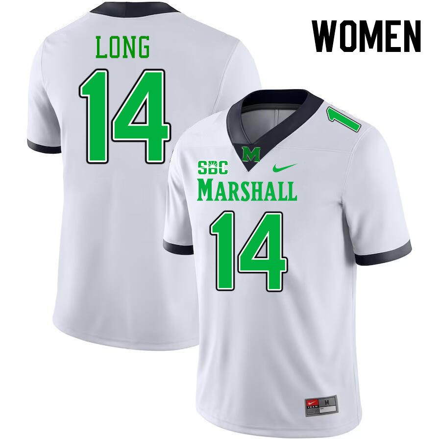 Women #14 JacQai Long Marshall Thundering Herd SBC Conference College Football Jerseys Stitched-Whit